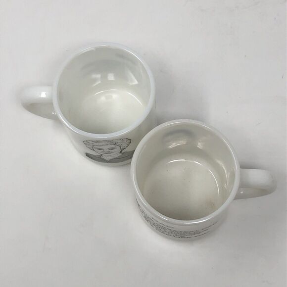 Vintage Milk Glass Mugs Greatest Mom and Dad Double Sided Stackable 8 oz Pair - Picture 8 of 10